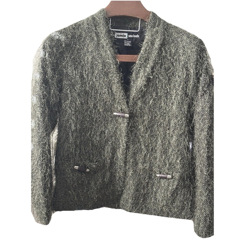Jamie Sadock Women's Eyelash Cardigan‎ Sage Toggle Size Medium golf Wear Resort